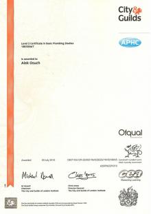 City & Guilds Basic Plumbing Services Level 2 Certificate
